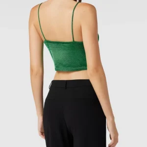 Bardot Crop Top Mit Strukturmuster Modell ‘Lurex’ – Hellgrün 15