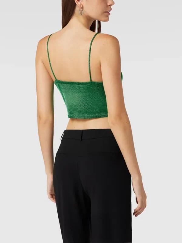 Bardot Crop Top Mit Strukturmuster Modell ‘Lurex’ – Hellgrün 6