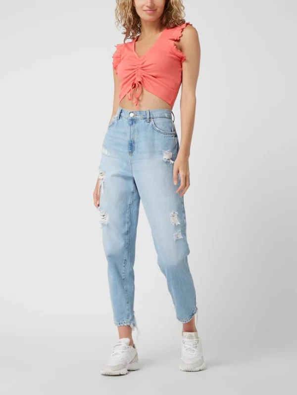 Only Crop Top Mit Raffungen Modell ‘Laila’ – Koralle 1