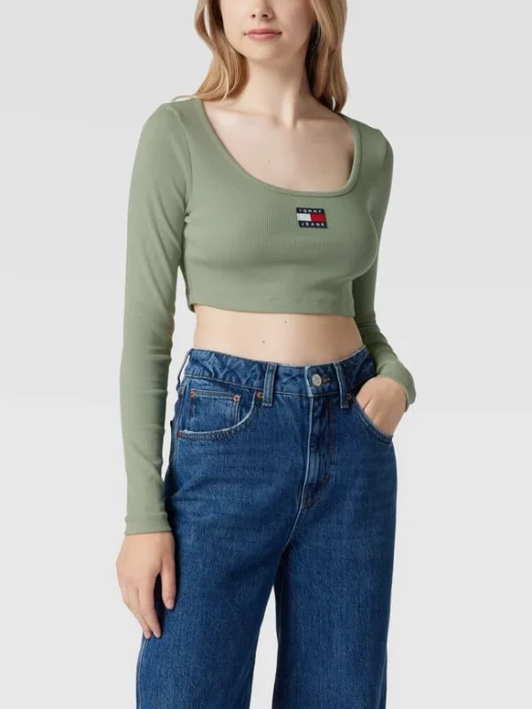 Tommy Jeans Cropped Longsleeve Mit Label-Patch Modell ‘CROP RIB CENTER BADGE’ – Mint 5