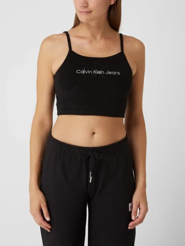 Calvin Klein Jeans Crop Top Aus Frottee – Schwarz 5