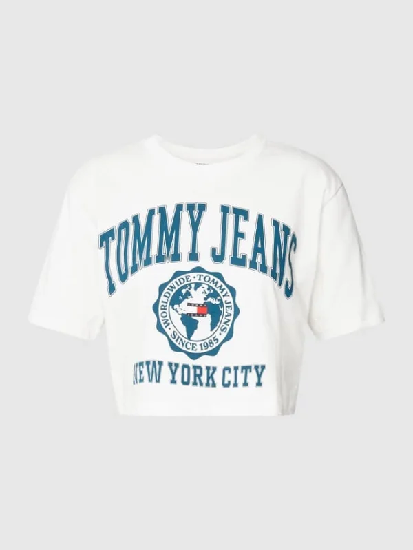 Tommy Jeans Cropped T-Shirt Mit Label-Print Modell ‘SUPER CROP COLLEGE’ – Weiß 3