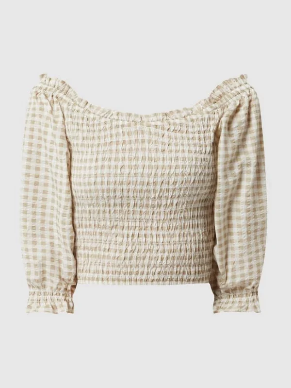 Gina Tricot Cropped Off-Shoulder-Blusenshirt Aus Seersucker Modell ‘Evren’ – Sand 3