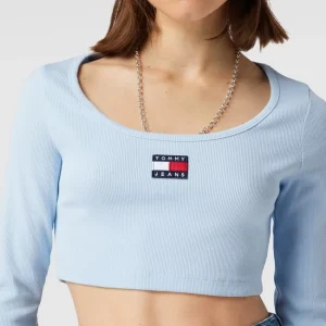 Tommy Jeans Cropped Longsleeve Mit Label-Patch Modell ‘CROP RIB CENTER BADGE’ – Hellblau 11