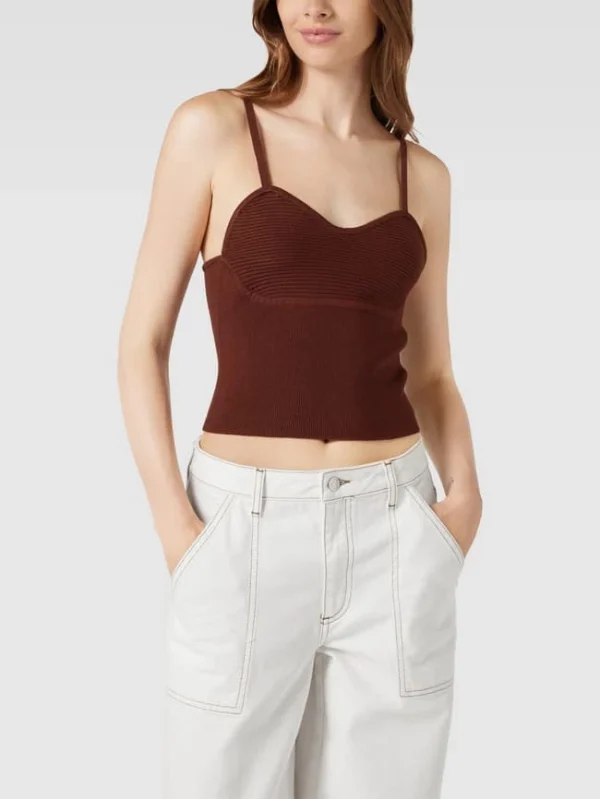 REVIEW Crop Top In Ripp-Optik – Schokobraun 5