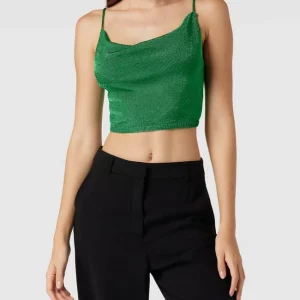 Bardot Crop Top Mit Strukturmuster Modell ‘Lurex’ – Hellgrün 13