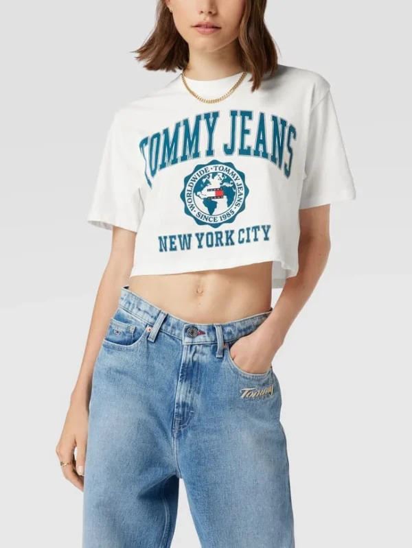 Tommy Jeans Cropped T-Shirt Mit Label-Print Modell ‘SUPER CROP COLLEGE’ – Weiß 5