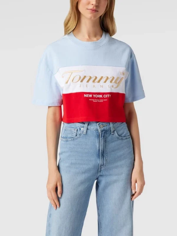 Tommy Jeans Oversized Crop Shirt Mit Logo-Stitching – Hellblau 5