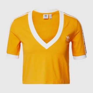 Adidas Originals Crop T-Shirt Mit V-Ausschnitt – Orange 9