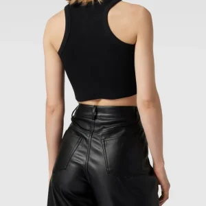 REVIEW Crop Top Mit Label-Stitching – Schwarz 15