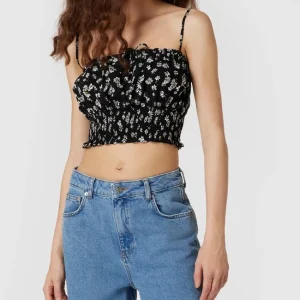 REVIEW Crop Top Aus Viskose Mit Floralem Muster – Schwarz 13