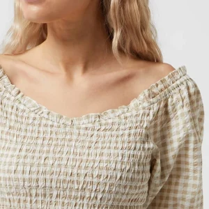 Gina Tricot Cropped Off-Shoulder-Blusenshirt Aus Seersucker Modell ‘Evren’ – Sand 11