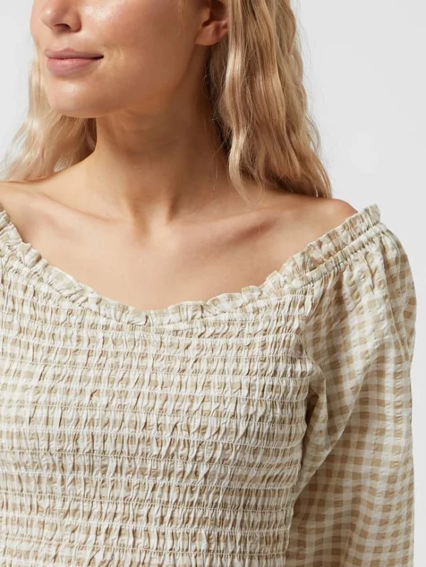 Gina Tricot Cropped Off-Shoulder-Blusenshirt Aus Seersucker Modell ‘Evren’ – Sand 4