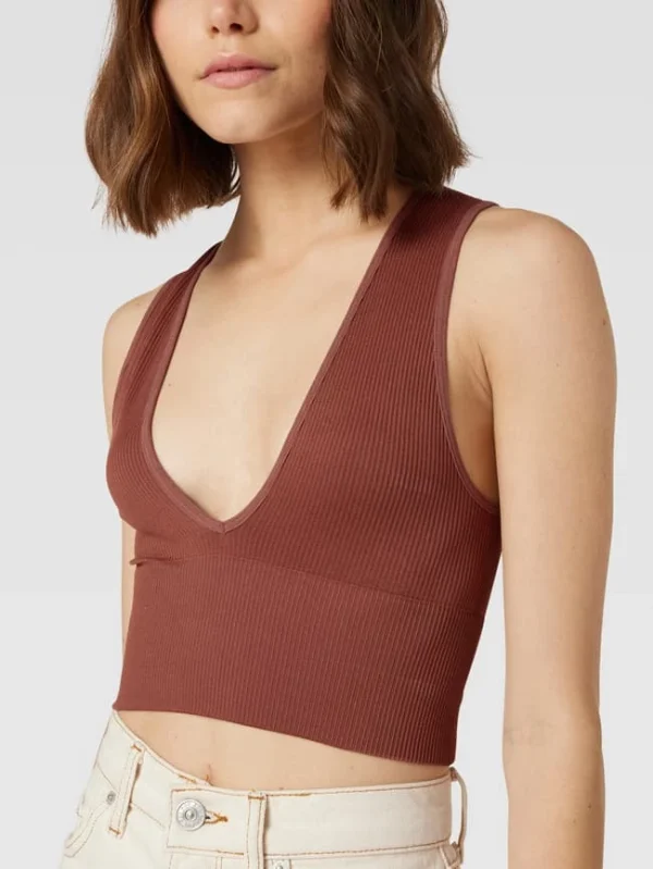 BDG Urban Outfitters Crop Top In Ripp-Optik – Schokobraun 4