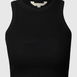 REVIEW Crop Top Mit Label-Stitching – Schwarz 9