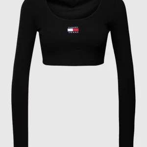 Tommy Jeans Cropped Longsleeve Mit Label-Patch Modell ‘CROP RIB CENTER BADGE’ – Schwarz 9