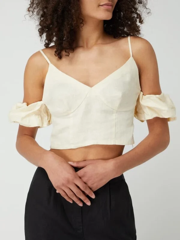 NA-KD Crop Top Aus Leinen – Beige 5